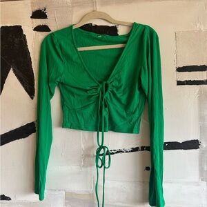Green Long Sleeve Ruched Top